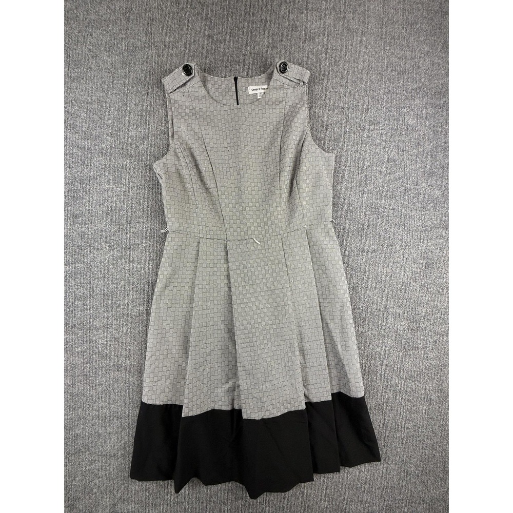Shelby & Palmer Dress Womens 14 Gray Check Sleeveless Fit Flare Knee Length